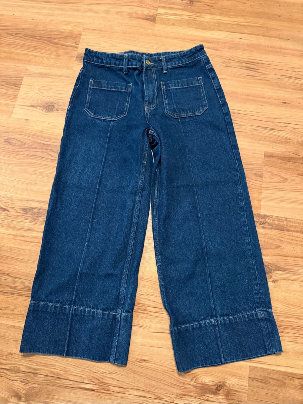 eesome Deep Blue Wide Leg Denim Jeans